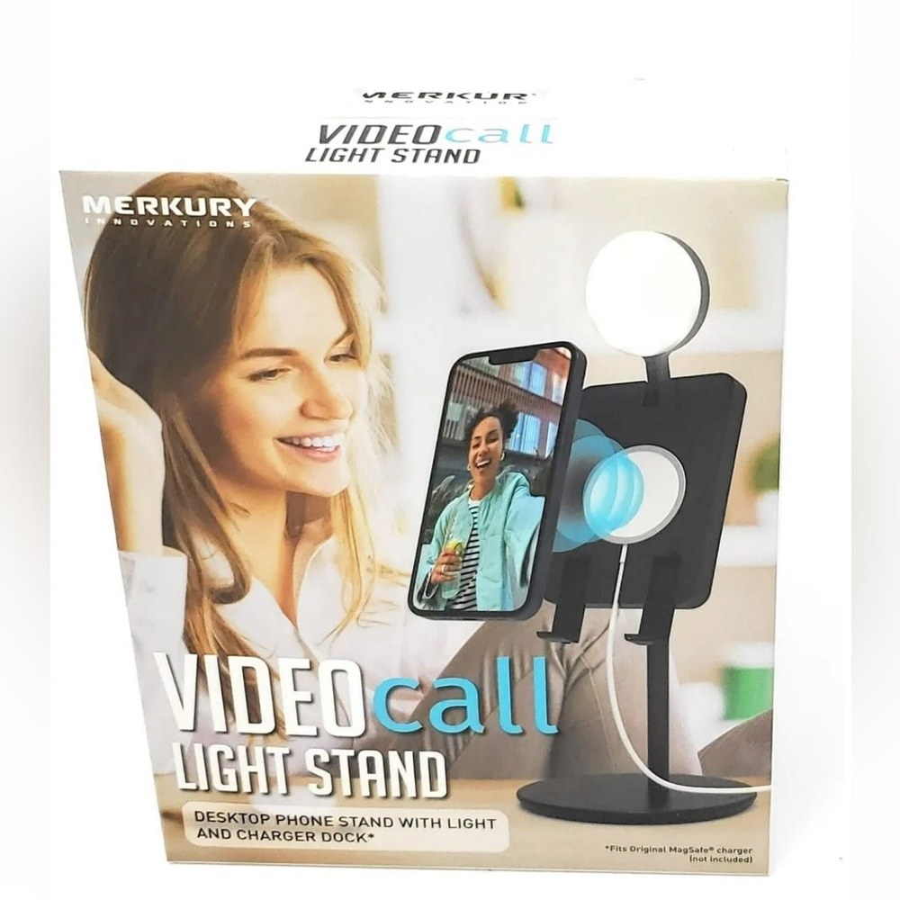 Video Call Light Stand - Desktop Phone Stand with Light and Charger‎ Dock